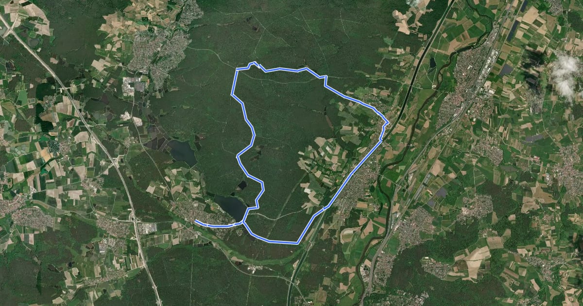 Маршрут Wanderweg Erlangen 1 grün на спутниковом снимке