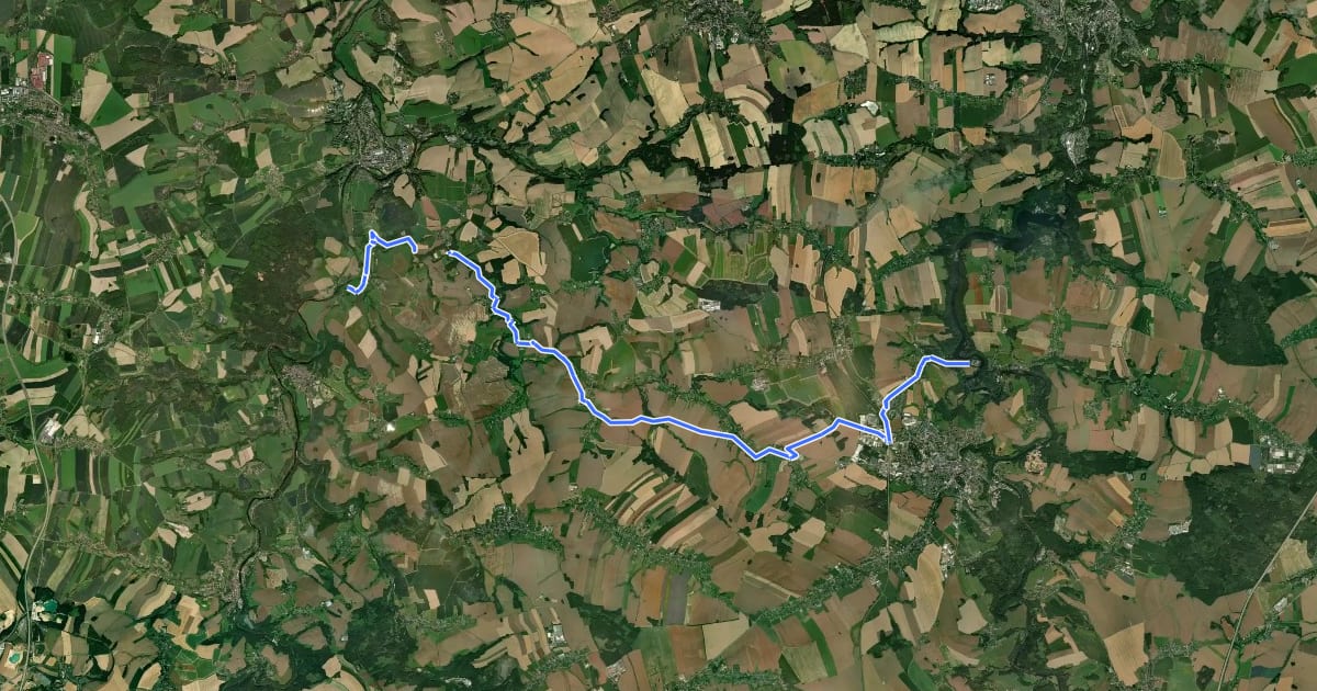 Маршрут Wanderweg Erlbachtalweg Fischheim – Lauenhain на спутниковом снимке