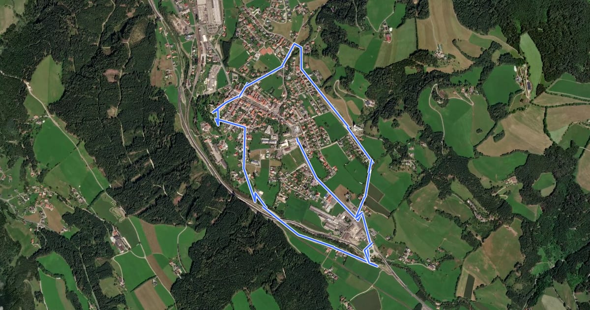 Маршрут Wanderweg Erzweg на спутниковом снимке