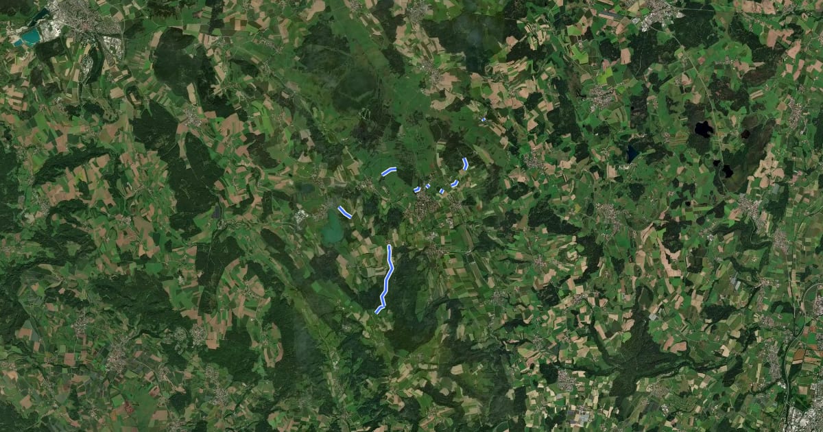 Маршрут Wanderweg Europäische Wasserscheide Rhein-Donau на спутниковом снимке