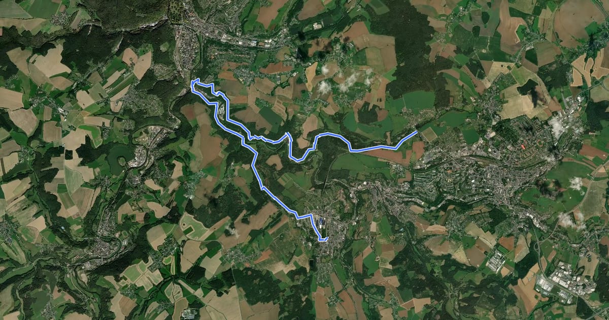Маршрут Wanderweg Friesen-Köhlersteig-Stoppachtal-Bhf Netzschkau на спутниковом снимке