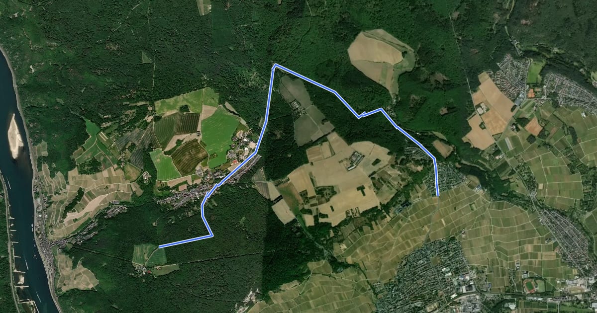 Маршрут Wanderweg gelber Balken на спутниковом снимке