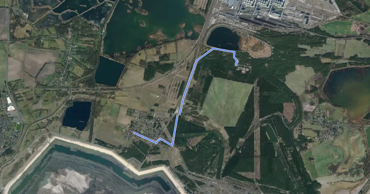 Маршрут Wanderweg gelber Balken на спутниковом снимке