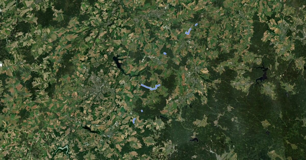 Маршрут Wanderweg Gelber Balken Raum Zwickau на спутниковом снимке