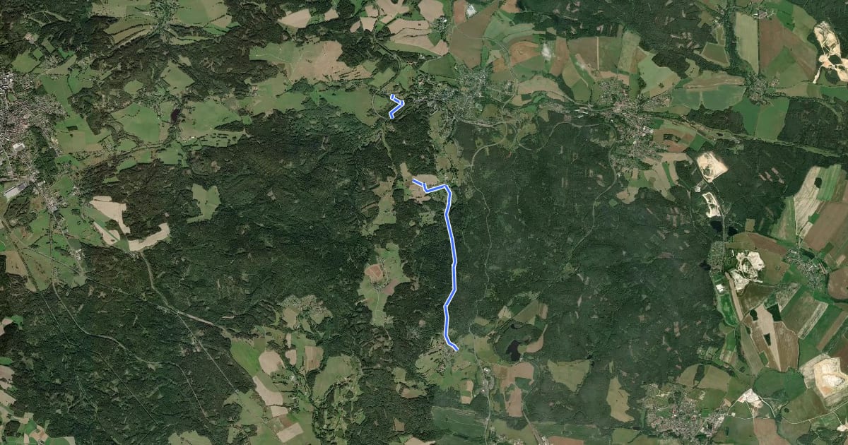 Маршрут Wanderweg gelber Strich на спутниковом снимке