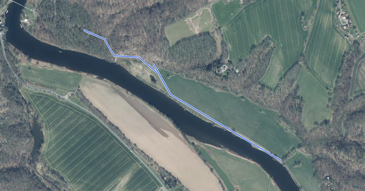 Маршрут Wanderweg gelber Strich (? - Grimma - Kössern - ?) на спутниковом снимке