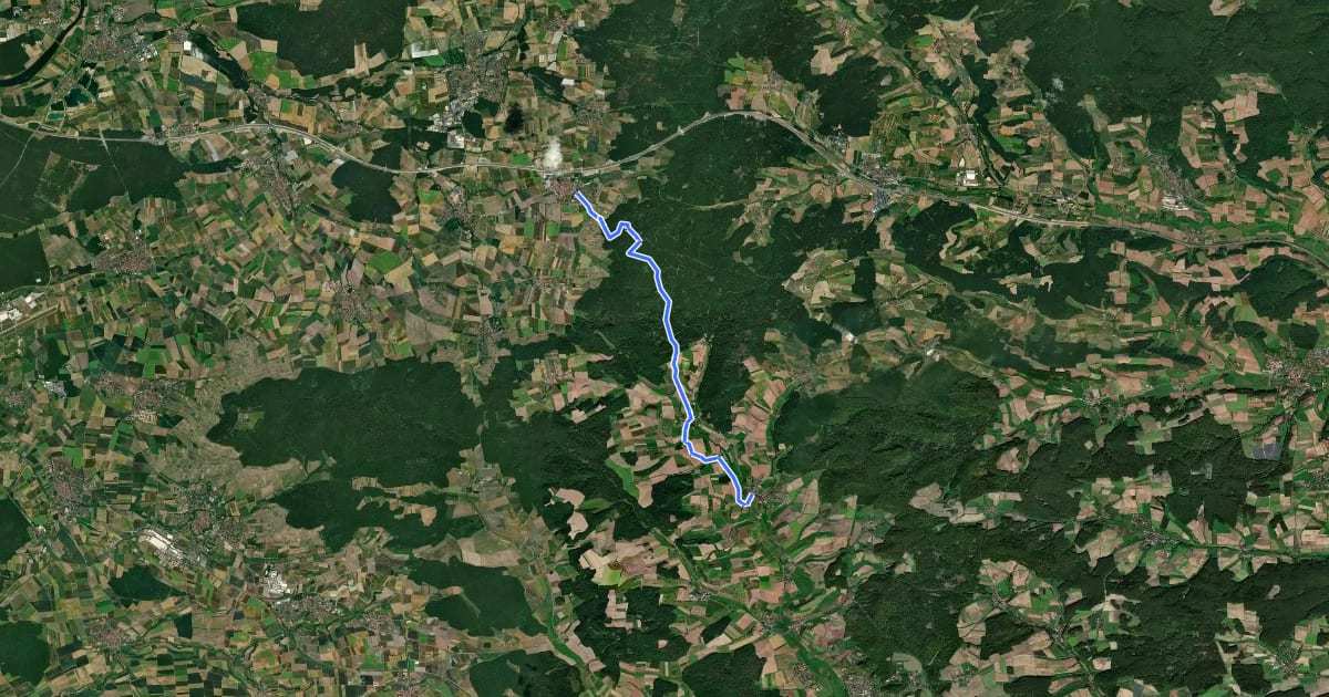 Маршрут Wanderweg Grüne Raute von Abtswind nach Oberscheinfeld на спутниковом снимке