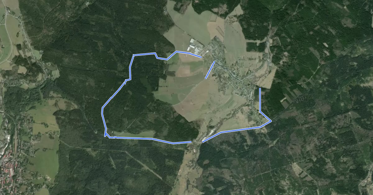 Маршрут Wanderweg gruen-strich joehstadt на спутниковом снимке