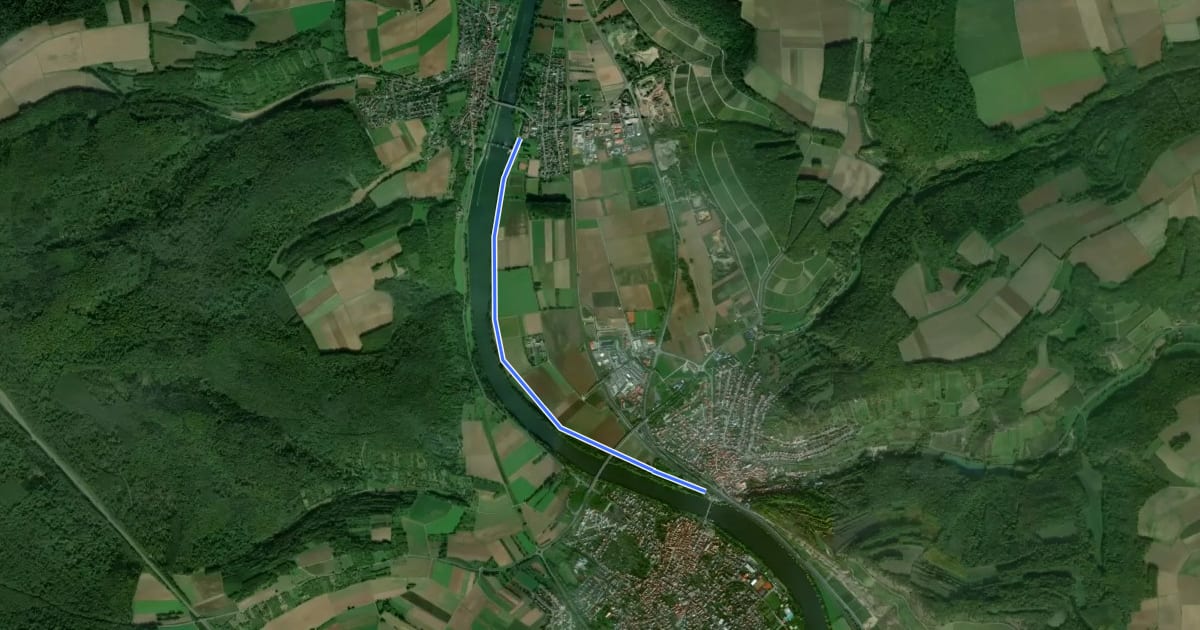Маршрут Wanderweg H 10 Himmelstadt "treidelpfad" на спутниковом снимке