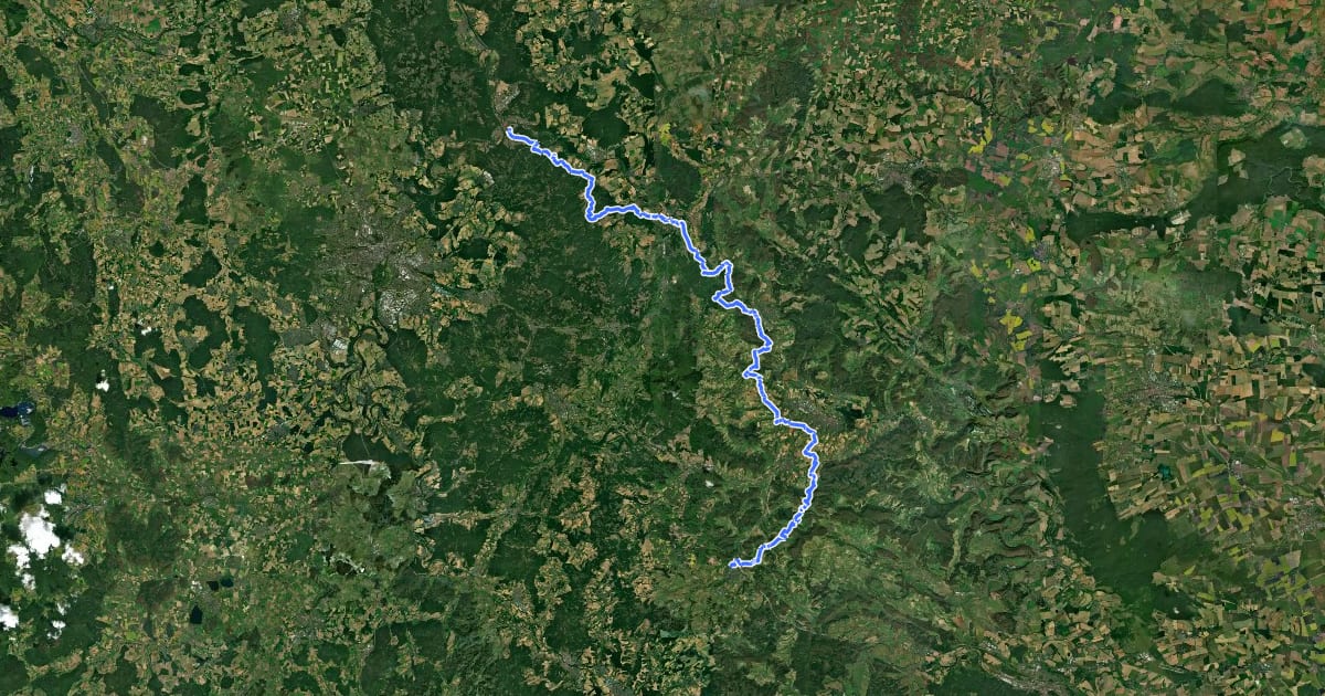 Маршрут Wanderweg Hann. Münden - Sontra на спутниковом снимке