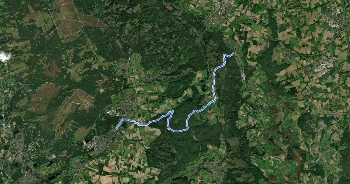 Маршрут Wanderweg I Leopoldstal-Bad Lippspringe на спутниковом снимке