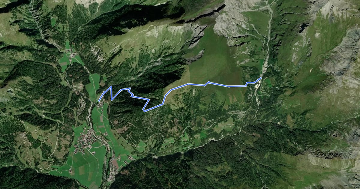 Маршрут Wanderweg Kals - Figerhorn на спутниковом снимке