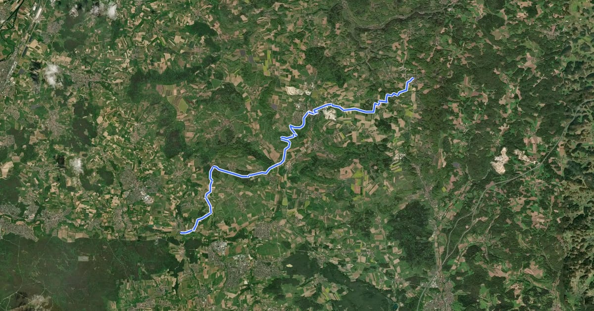 Маршрут Wanderweg Kleinsendelbach - Hiltpoltstein на спутниковом снимке
