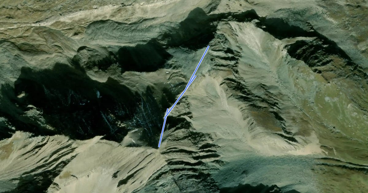 Маршрут Wanderweg Kreuzspitze - Tulpspitze на спутниковом снимке