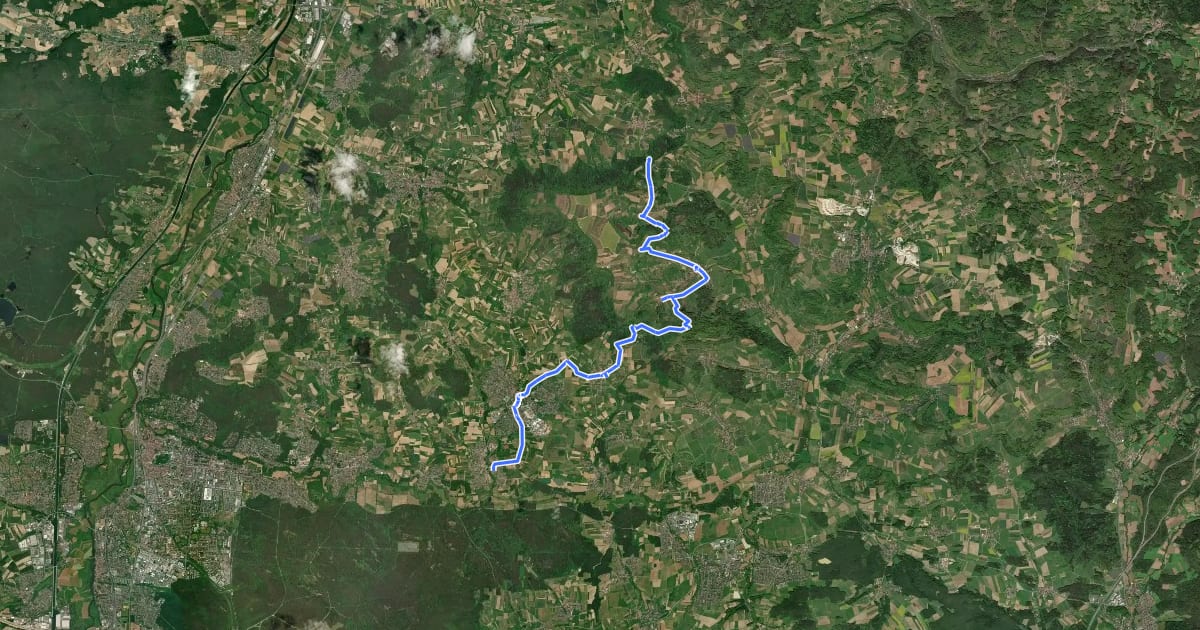 Маршрут Wanderweg Kulturerlebnis Fränkische Schweiz - Gräfenberg-Weingarts на спутниковом снимке
