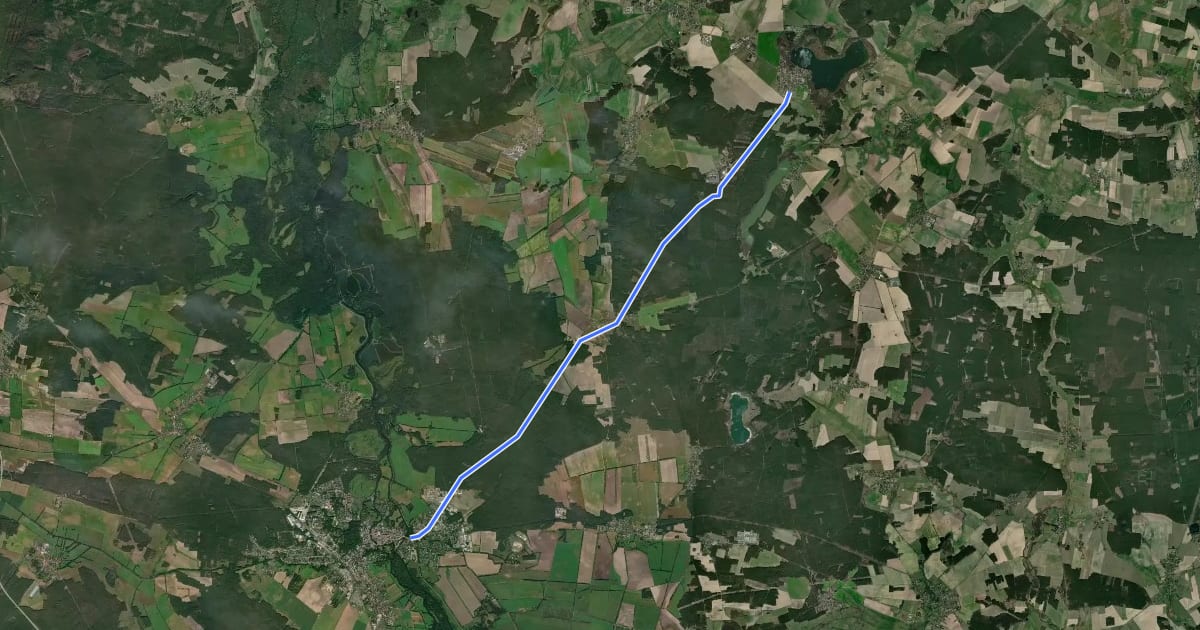 Маршрут Wanderweg Lübben-Biebersdorf-Groß Leuthen на спутниковом снимке