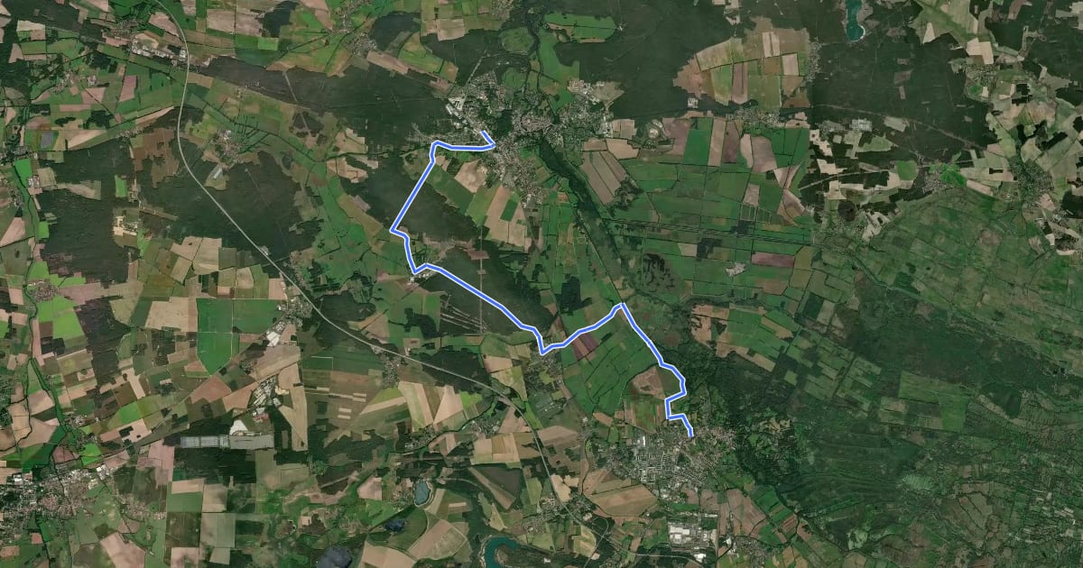 Маршрут Wanderweg Lübben - Lübbenau на спутниковом снимке