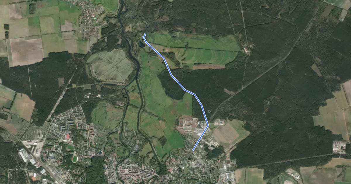 Маршрут Wanderweg Lübben-Wiesenau на спутниковом снимке