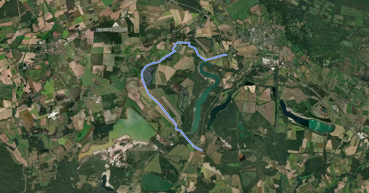 Маршрут Wanderweg Lübbenau-Groß Beuchow-Zinnitz-Bathow на спутниковом снимке