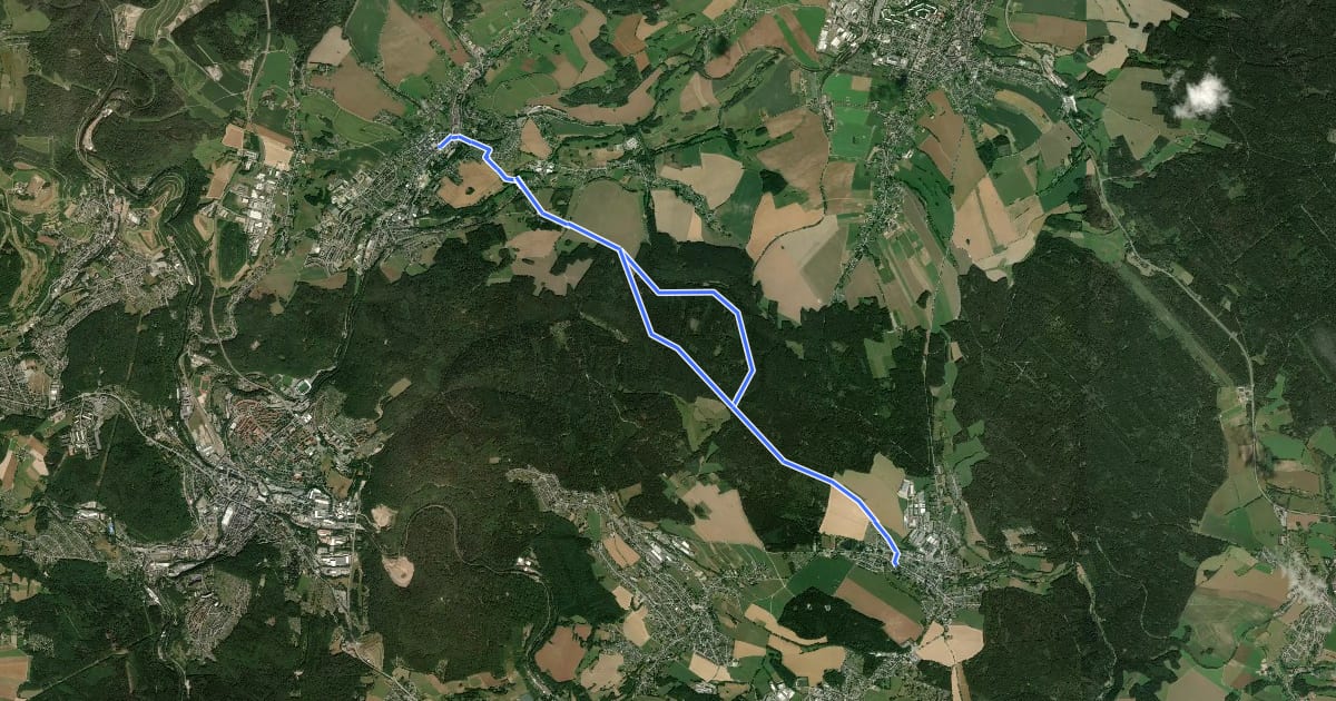 Маршрут Wanderweg Lößnitz - Grünhain на спутниковом снимке