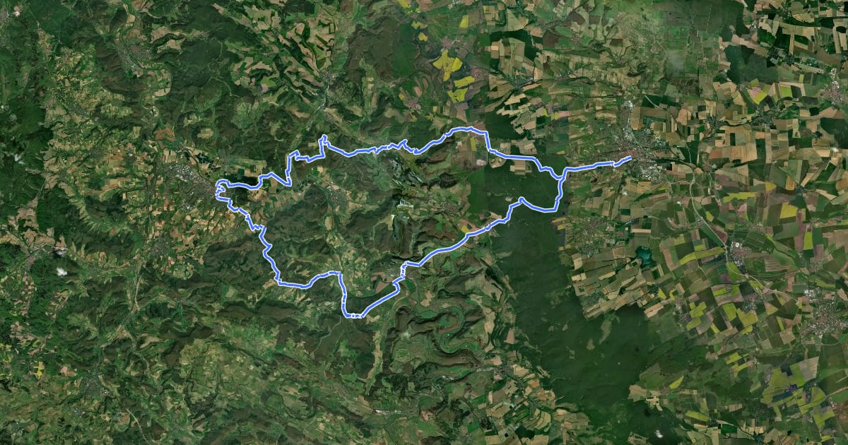 Маршрут Wanderweg Mühlhausen - Eschwege - Mühlhausen на спутниковом снимке