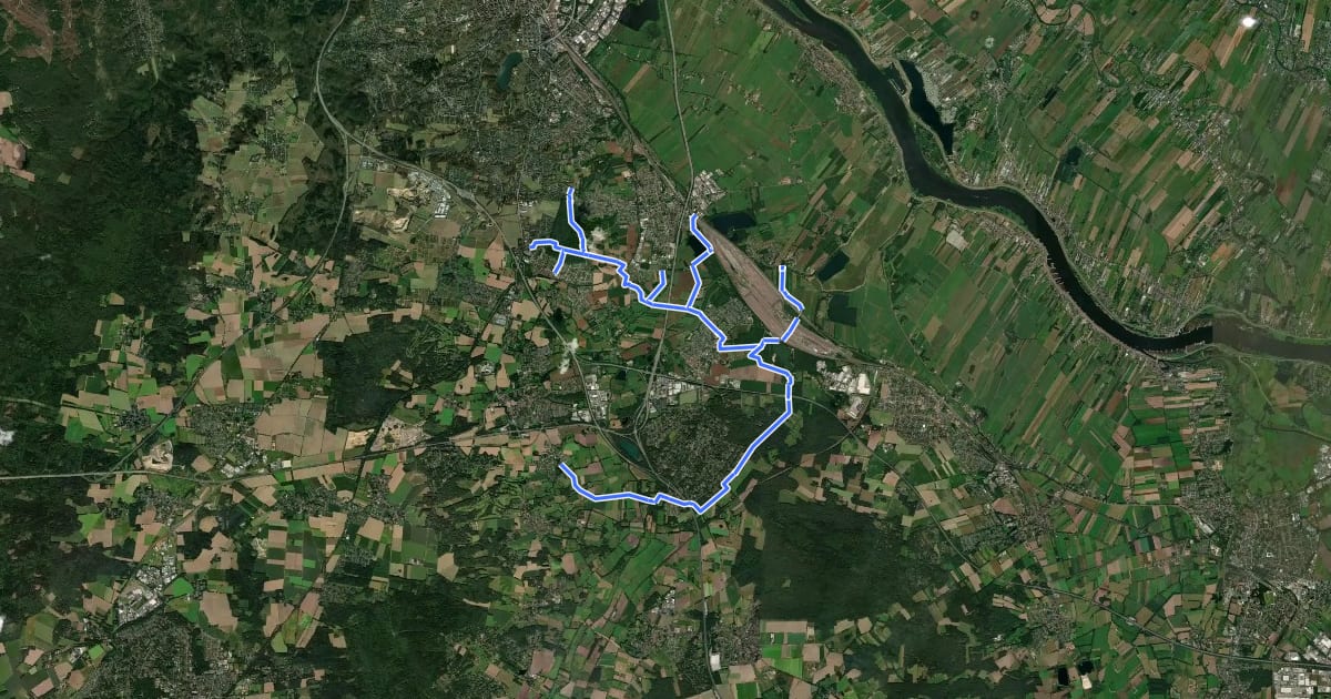 Маршрут Wanderweg MA на спутниковом снимке