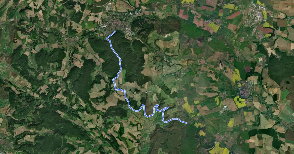 Маршрут Wanderweg nach Effelder (Roter Balken) на спутниковом снимке