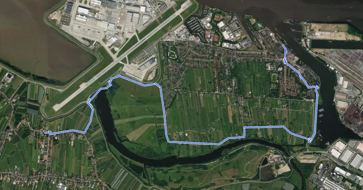 Маршрут Wanderweg Nr. 26 (Finkenwerder - Neuenfelde) на спутниковом снимке