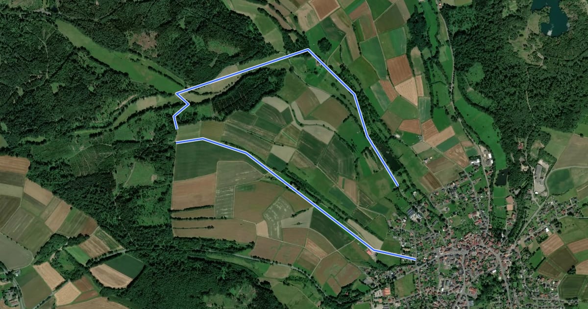 Маршрут Wanderweg Oberaula 1 на спутниковом снимке