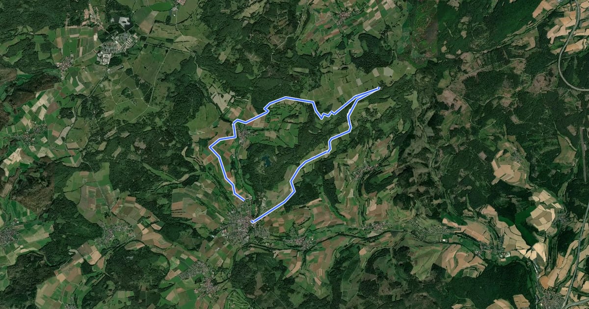 Маршрут Wanderweg Oberaula 3 на спутниковом снимке