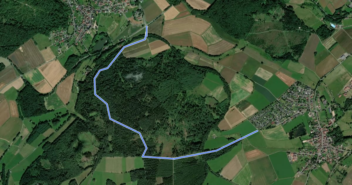 Маршрут Wanderweg Oberaula 9 на спутниковом снимке