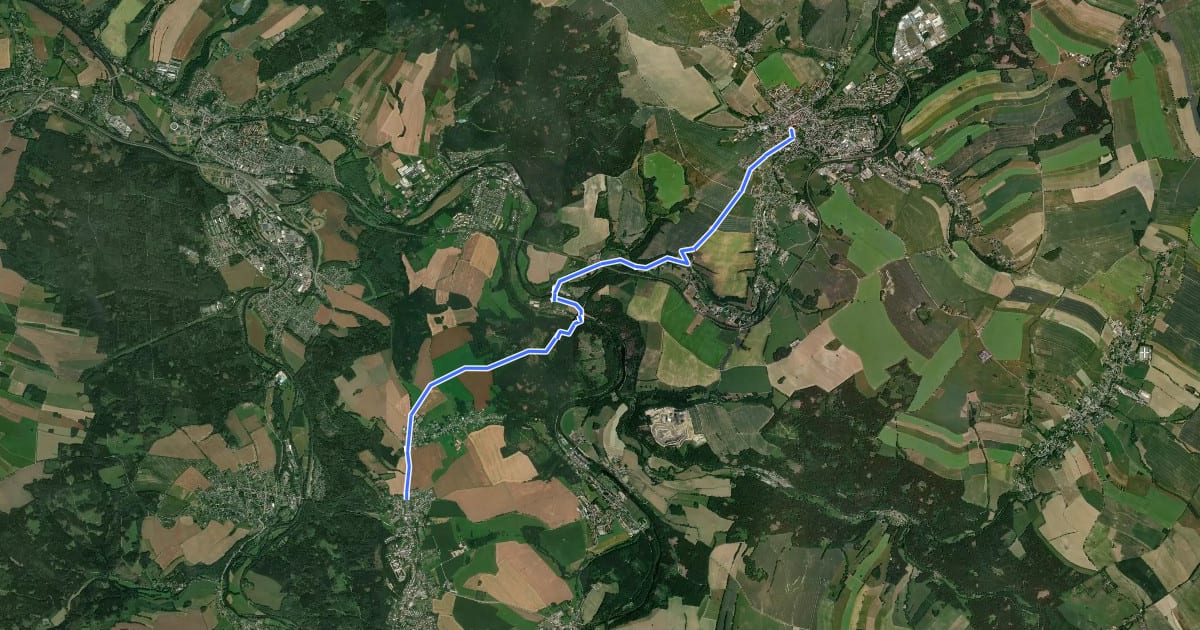 Маршрут Wanderweg Oederan - Grünberg - Augustusburg на спутниковом снимке