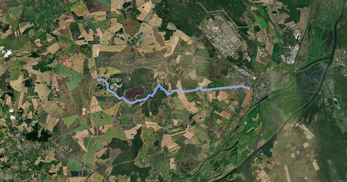 Маршрут Wanderweg Pinnow-Schwedt/Oder на спутниковом снимке