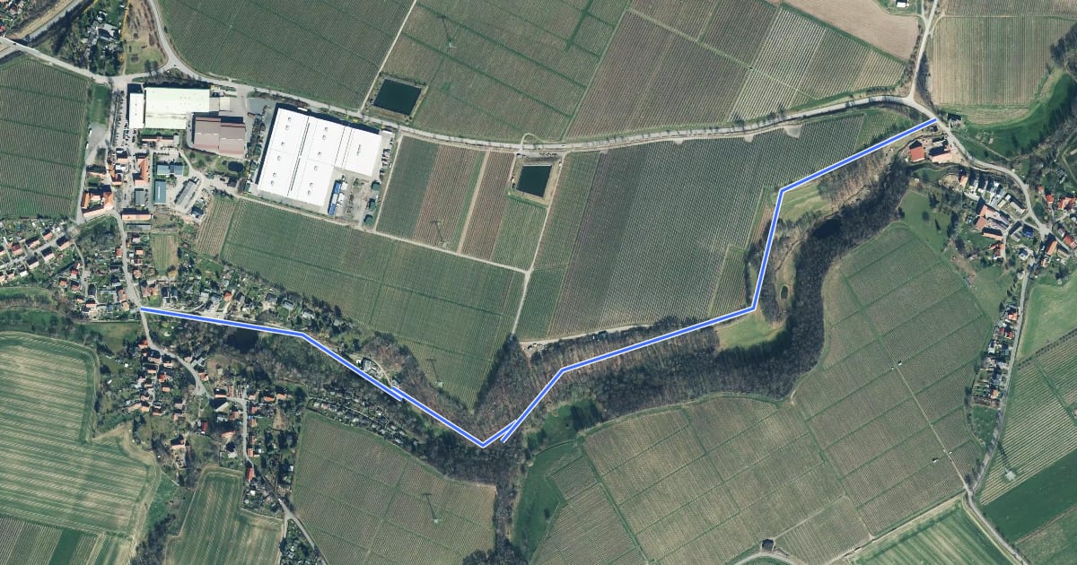Маршрут Wanderweg Röhrsdorf gelb на спутниковом снимке