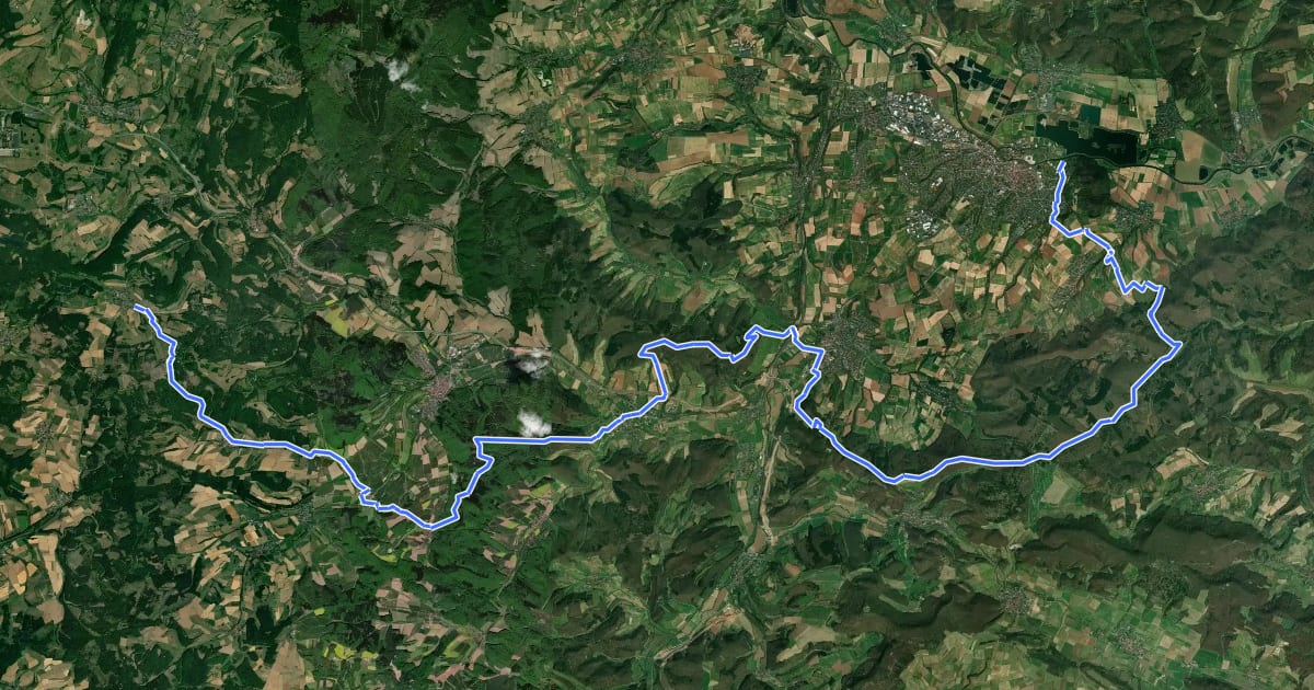 Маршрут Wanderweg Reichenbach - Eschwege на спутниковом снимке