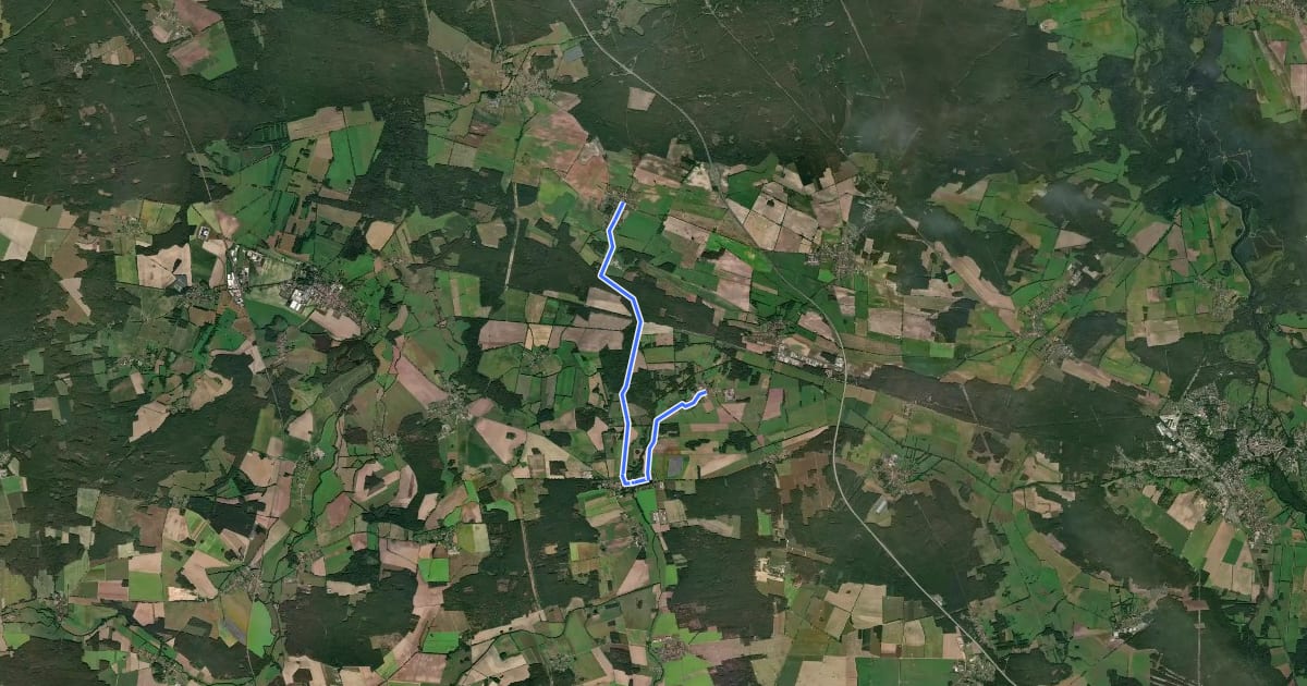 Маршрут Wanderweg Reichwalde-Kasel-Golzig-Waldow на спутниковом снимке