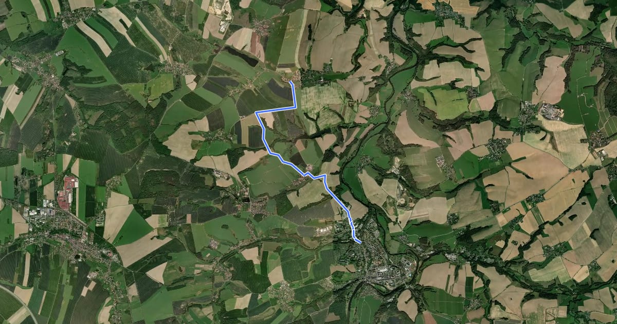 Маршрут Wanderweg Rochlitz – Doberenz – Schwarzbach на спутниковом снимке