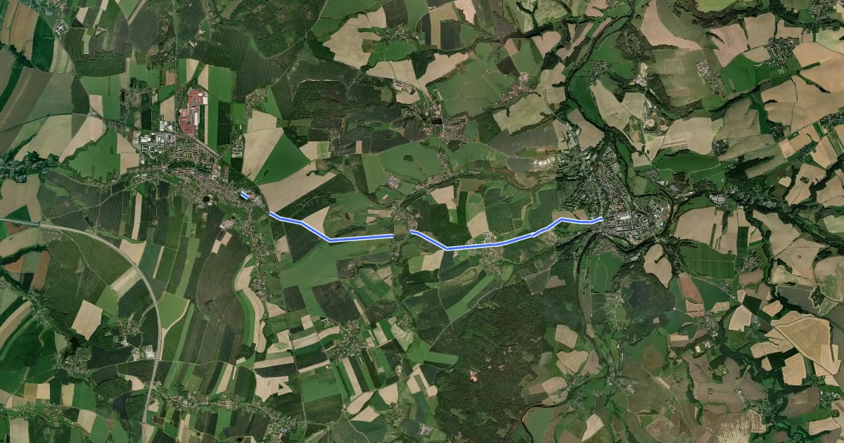 Маршрут Wanderweg Rochlitz – Noßwitz (– Geithain) на спутниковом снимке