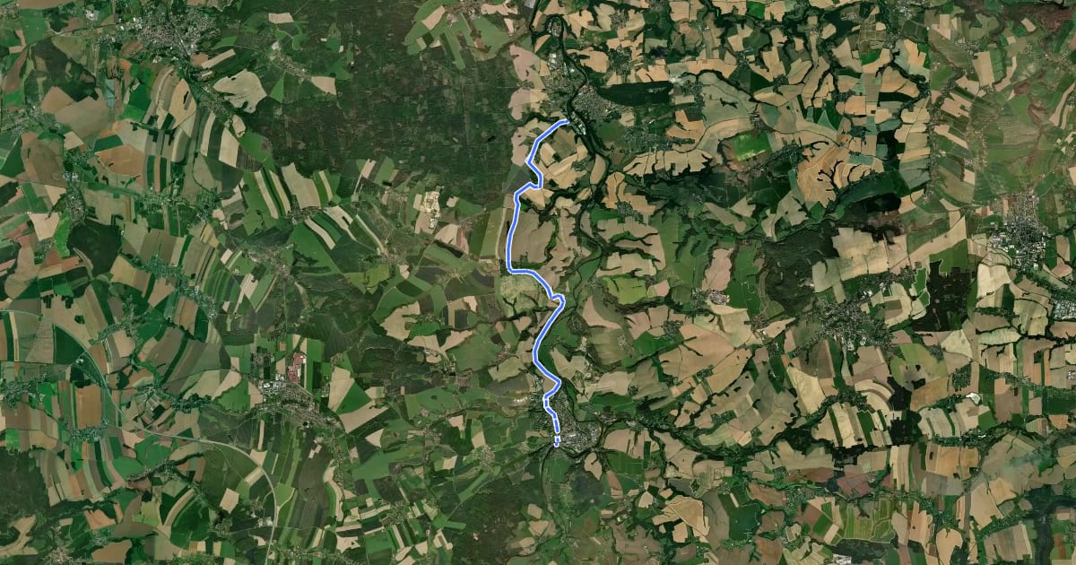 Маршрут Wanderweg Rochlitz – Schwarzbach (– Colditz) на спутниковом снимке