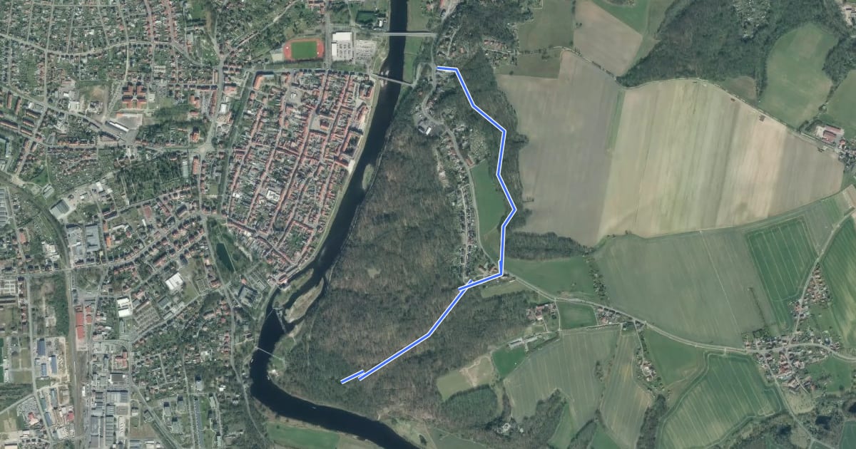 Маршрут Wanderweg roter Strich (? - Grimma - Hospitalkapelle - Schlangengrund - ?) на спутниковом снимке
