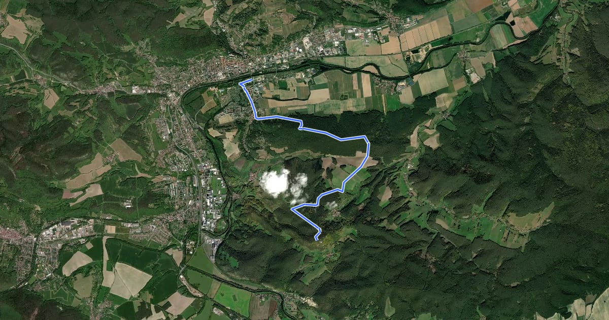 Маршрут Wanderweg Rudolstadt - Kulm на спутниковом снимке