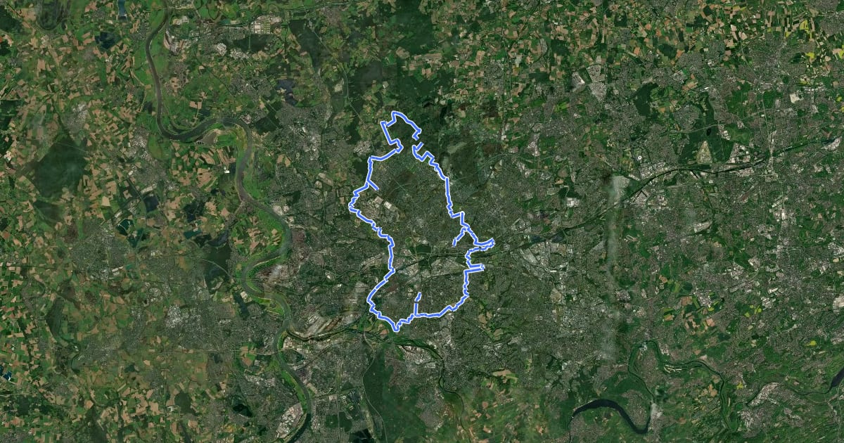 Маршрут Wanderweg rund um Oberhausen на спутниковом снимке