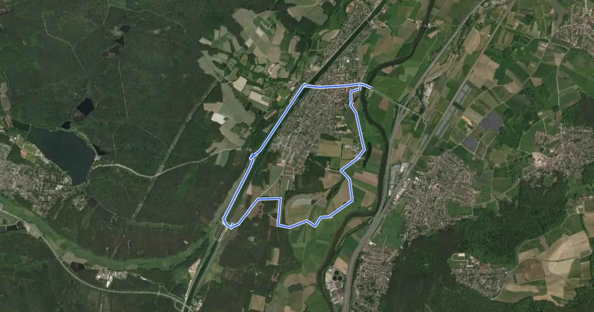 Маршрут Wanderweg Südlicher Möhrendorfer Rundweg на спутниковом снимке