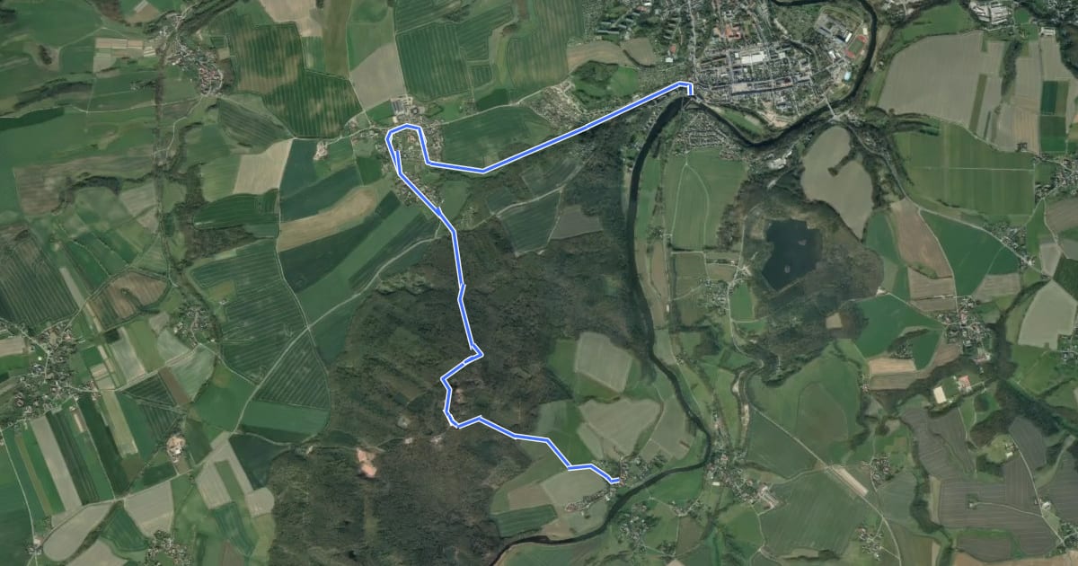 Маршрут Wanderweg Sörnzig – Noßwitz – Rochlitz на спутниковом снимке