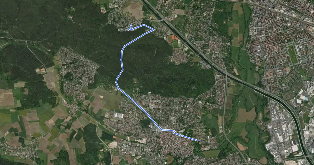 Маршрут Wanderweg Stadtwaldweg на спутниковом снимке