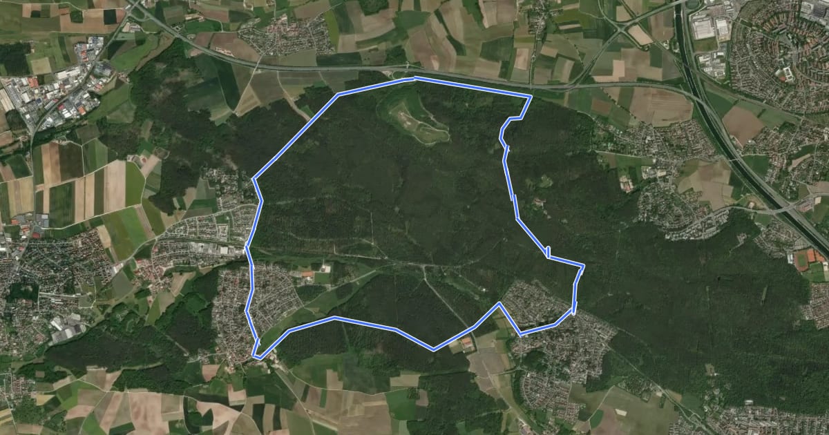 Маршрут Wanderweg Stadtwaldweg на спутниковом снимке