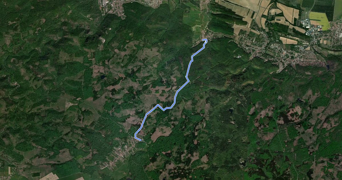 Маршрут Wanderweg Stecklenberg - Friedrichsbrunn (grüner Balken) на спутниковом снимке