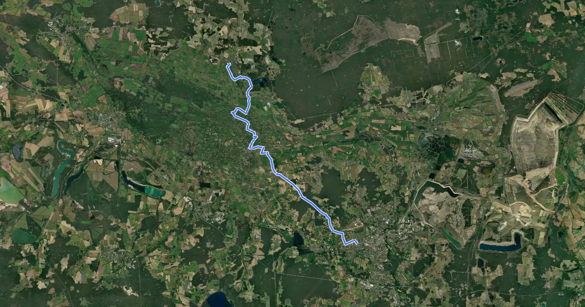 Маршрут Wanderweg Straupitz-Burg-Cottbus на спутниковом снимке