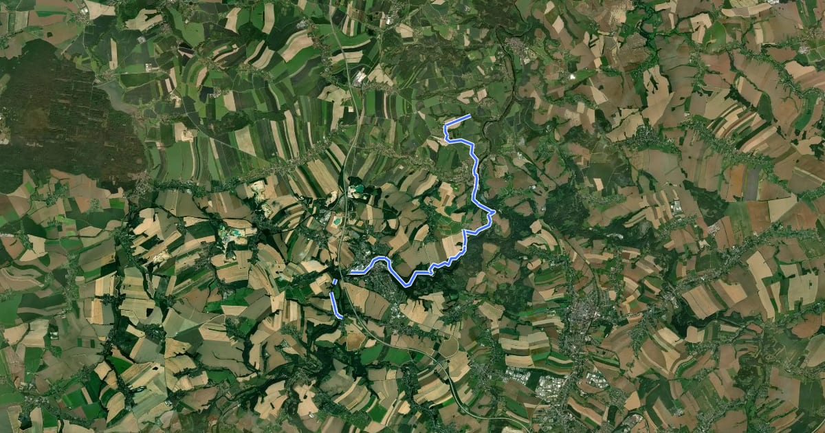 Маршрут Wanderweg Thierbach – Göhren на спутниковом снимке