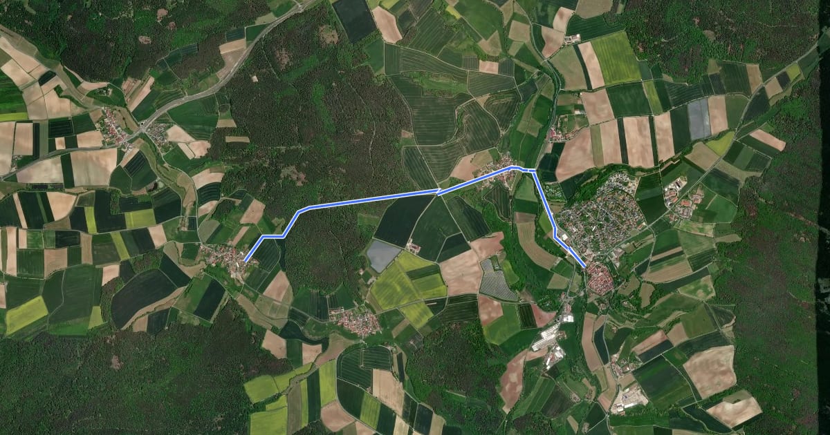 Маршрут Wanderweg Unterelldorf на спутниковом снимке